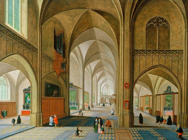 Pieter Neefs der Jüngere, Inners der Kathedrale von Antwerpen, Kunsthandel Mühlbauer