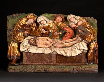 Gotisches Relief mit Darstellung der Grablegung Christi, Kunsthandel Mühlbauer