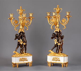 François Rémond, Paar Louis XVI Kandelaber, Kunsthandel Mühlbauer